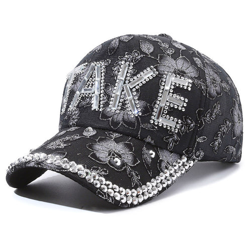 Casquette de baseball femme TAKE à strass, légère et respirante, idéale pour l'été.