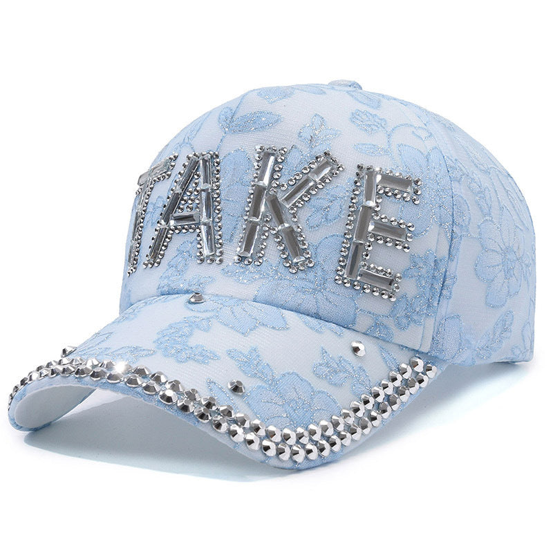 Casquette de baseball femme TAKE à strass, légère et respirante, idéale pour l'été.
