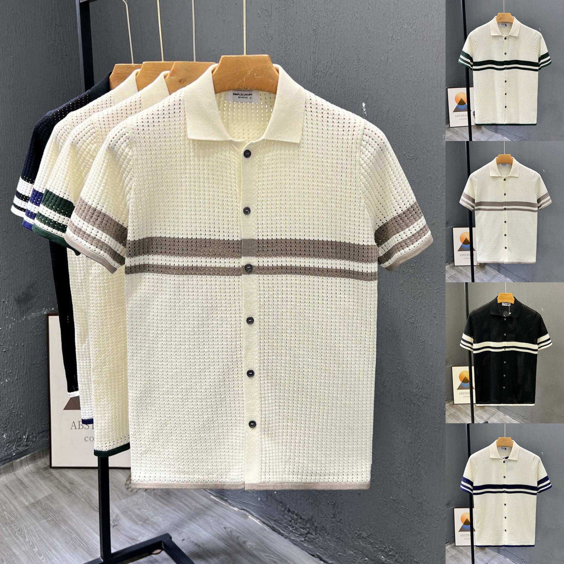 Gilet en maille ajourée rayée, léger et luxueux, à manches courtes