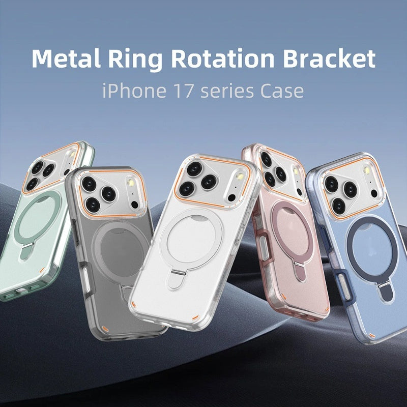 Étui de téléphone magnétique mat avec support rotatif à 360° pour iPhone 17 Pro et 17 Max Plus : protection antichoc.