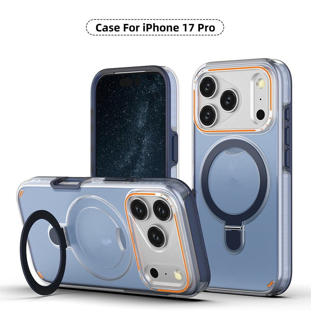Étui de téléphone magnétique mat avec support rotatif à 360° pour iPhone 17 Pro et 17 Max Plus : protection antichoc.