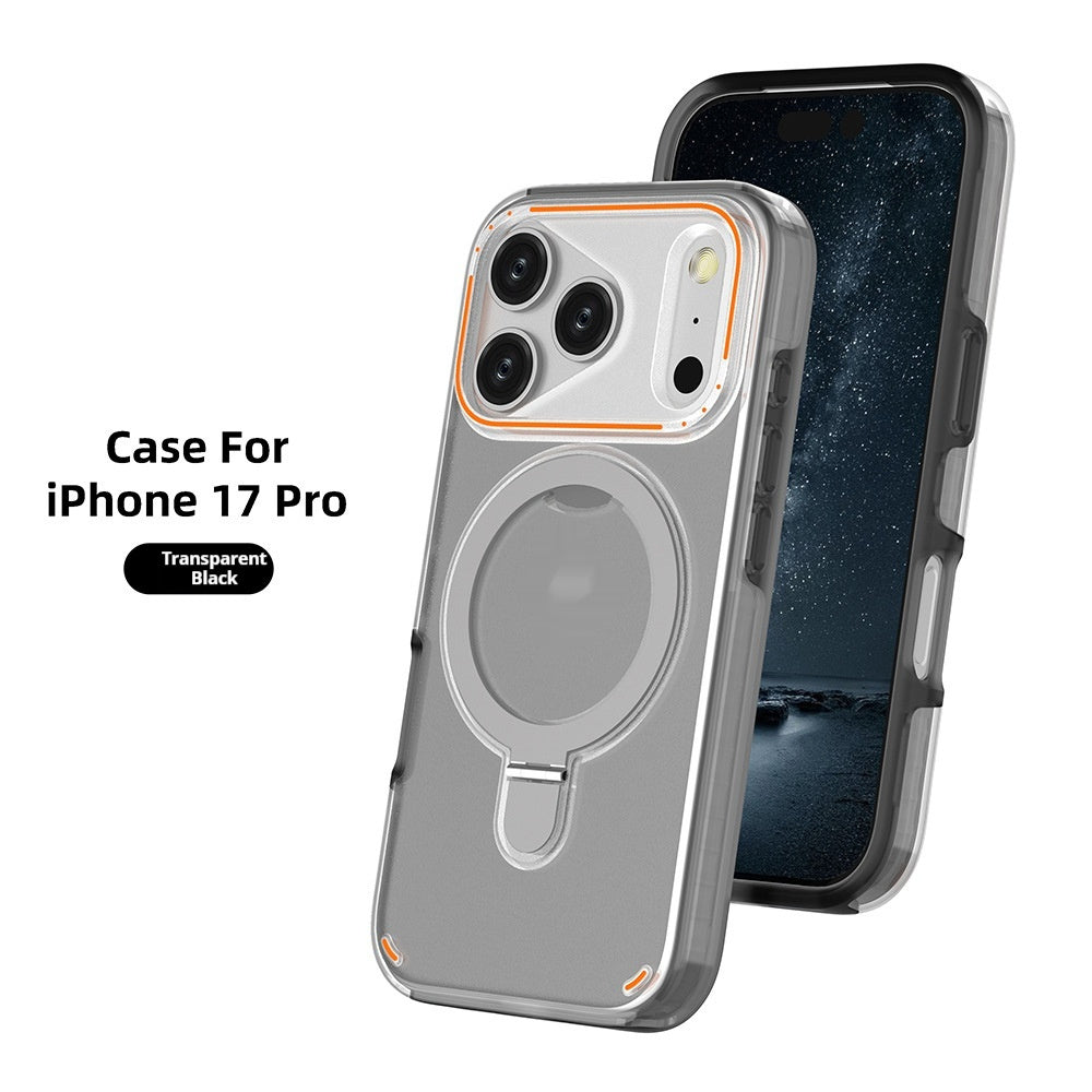Étui de téléphone magnétique mat avec support rotatif à 360° pour iPhone 17 Pro et 17 Max Plus : protection antichoc.