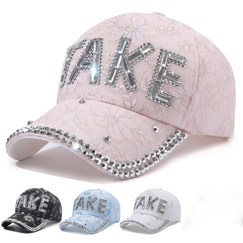 Casquette de baseball femme TAKE à strass, légère et respirante, idéale pour l'été.