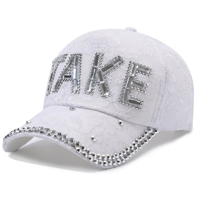 Casquette de baseball femme TAKE à strass, légère et respirante, idéale pour l'été.