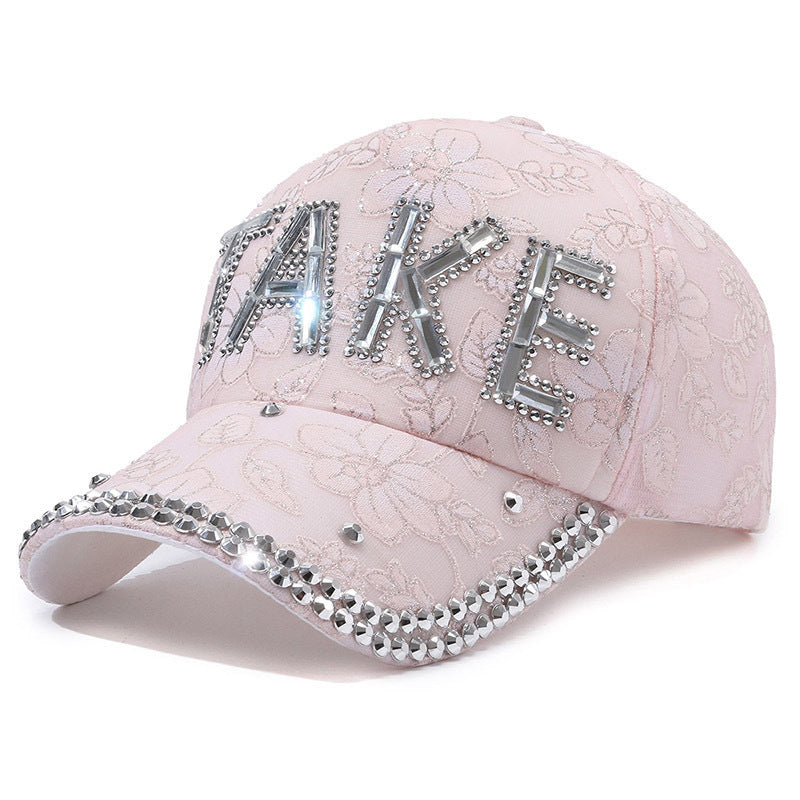 Casquette de baseball femme TAKE à strass, légère et respirante, idéale pour l'été.