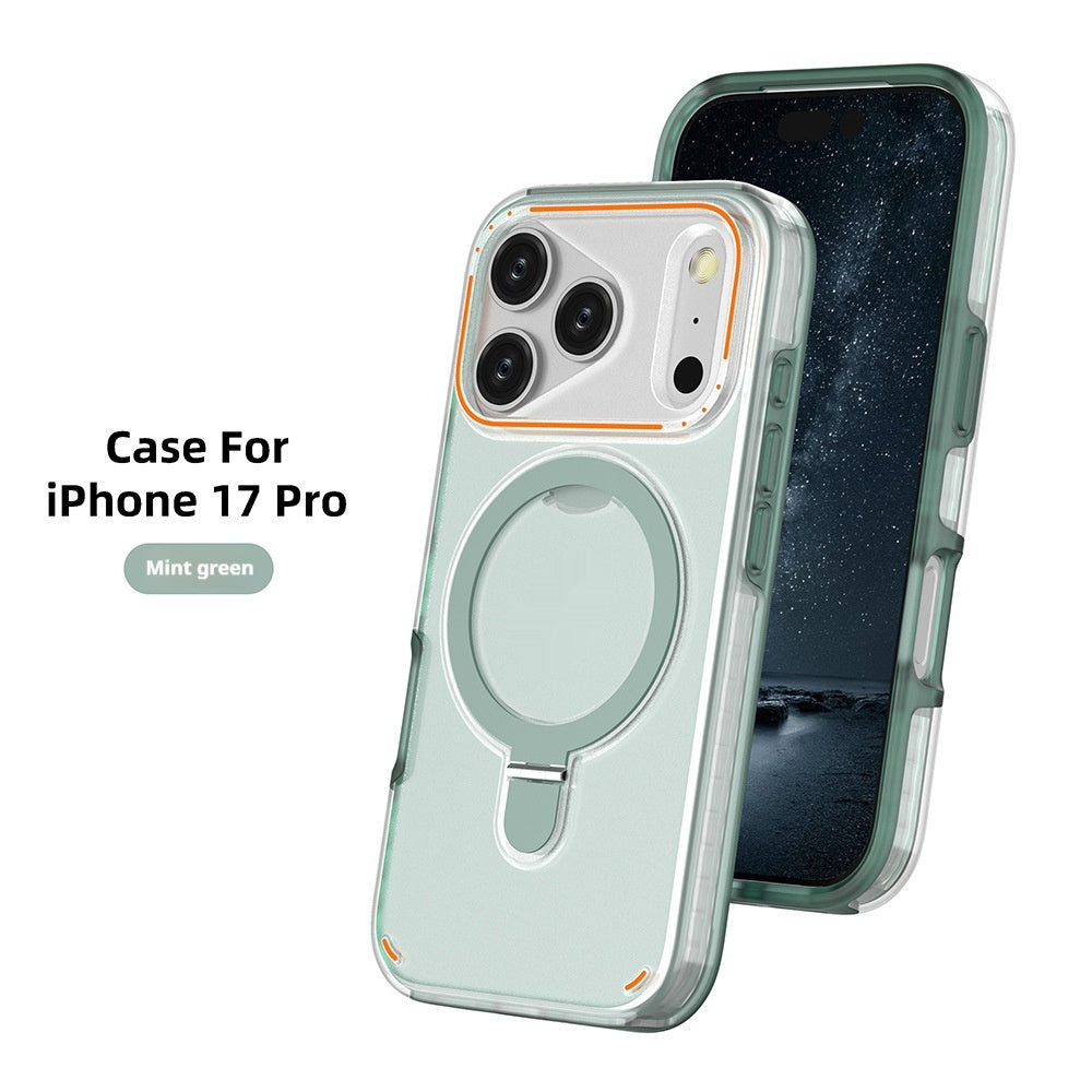 Étui de téléphone magnétique mat avec support rotatif à 360° pour iPhone 17 Pro et 17 Max Plus : protection antichoc.
