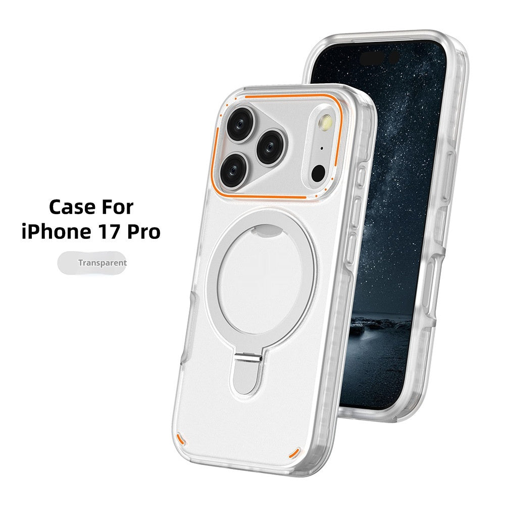 Étui de téléphone magnétique mat avec support rotatif à 360° pour iPhone 17 Pro et 17 Max Plus : protection antichoc.