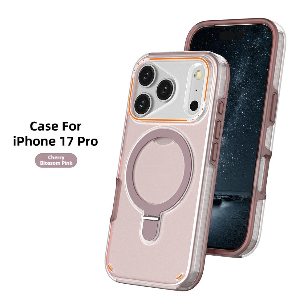 Étui de téléphone magnétique mat avec support rotatif à 360° pour iPhone 17 Pro et 17 Max Plus : protection antichoc.