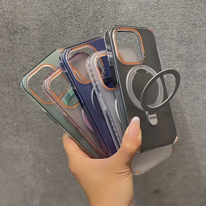 Nouvelle coque de téléphone colorée avec support magnétique et rabat pour étui de charge sans fil transparent magnétique Magesafe.
